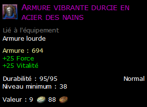 Armure vibrante durcie en acier des nains