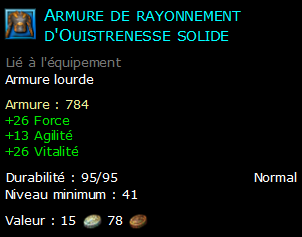 Armure de rayonnement d'Ouistrenesse solide