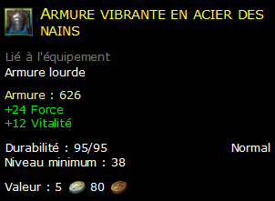 Armure vibrante en acier des nains