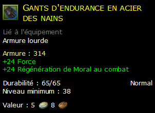 Gants d'endurance en acier des nains