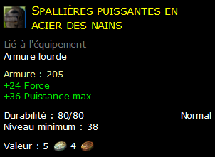 Spallières puissantes en acier des nains