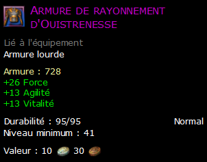 Armure de rayonnement d'Ouistrenesse