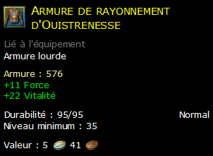 Armure de rayonnement d'Ouistrenesse