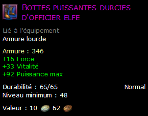 Bottes puissantes durcies d'officier elfe