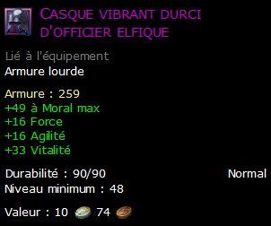 Casque vibrant durci d'officier elfique