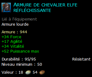 Armure de chevalier elfe réfléchissante