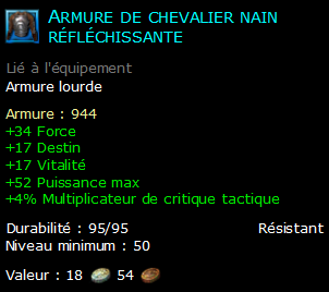 Armure de chevalier nain réfléchissante