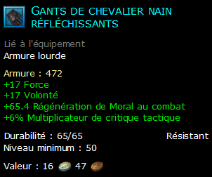 Gants de chevalier nain réfléchissants