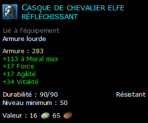 Casque de chevalier elfe réfléchissant