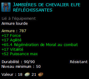 Jambières de chevalier elfe réfléchissantes