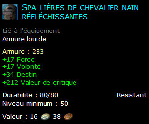 Spallières de chevalier nain réfléchissantes