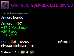 Gants de guerrier elfe brunis