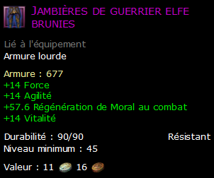 Jambières de guerrier elfe brunies