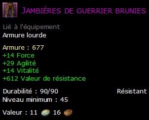 Jambières de guerrier brunies