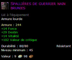 Spallières de guerrier nain brunies