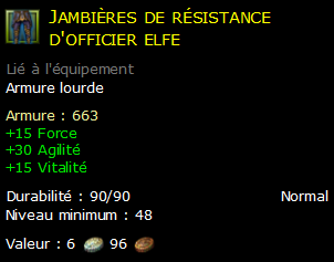 Jambières de résistance d'officier elfe