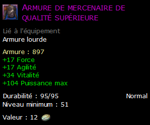 Armure de mercenaire de qualité supérieure