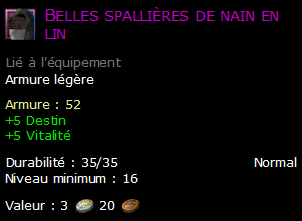 Belles spallières de nain en lin