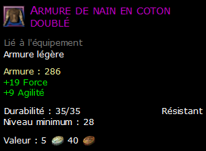 Armure de nain en coton doublé