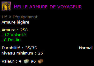 Belle armure de voyageur