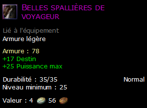 Belles spallières de voyageur