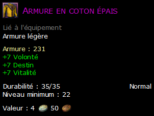 Armure en coton épais