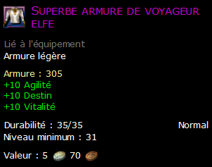 Superbe armure de voyageur elfe