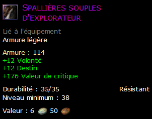 Spallières souples d'explorateur