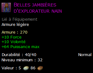 Belles jambières d'explorateur nain