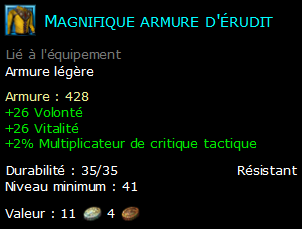 Magnifique armure d'érudit