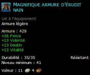 Magnifique armure d'érudit nain