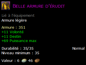 Belle armure d'érudit