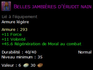 Belles jambières d'érudit nain