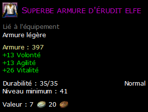 Superbe armure d'érudit elfe