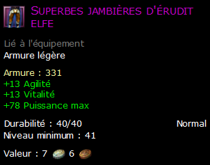 Superbes jambières d'érudit elfe