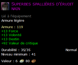 Superbes spallières d'érudit nain