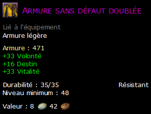 Armure sans défaut doublée