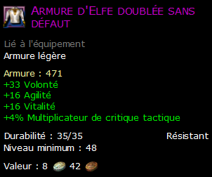 Armure d'Elfe doublée sans défaut