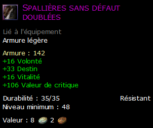 Spallières sans défaut doublées