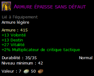 Armure épaisse sans défaut