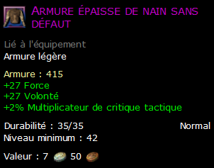 Armure épaisse de nain sans défaut