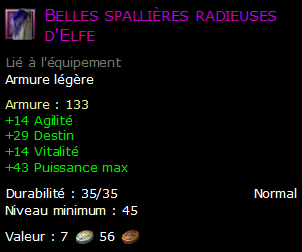 Belles spallières radieuses d'Elfe