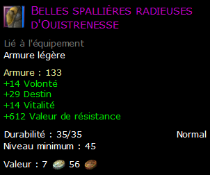 Belles spallières radieuses d'Ouistrenesse