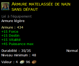 Armure matelassée de nain sans défaut