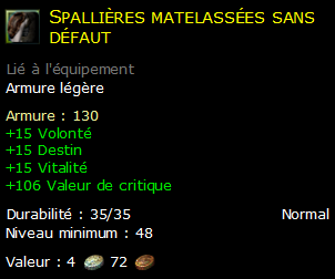 Spallières matelassées sans défaut