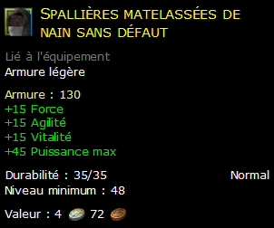 Spallières matelassées de nain sans défaut