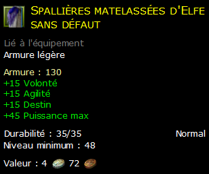 Spallières matelassées d'Elfe sans défaut