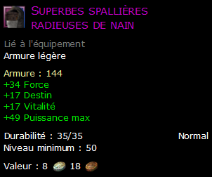 Superbes spallières radieuses de nain