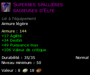 Superbes spallières radieuses d'Elfe