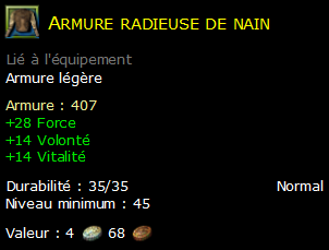 Armure radieuse de nain